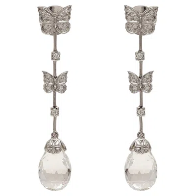 Pre-owned Carrera Y Carrera Baile De Mariposas Butterflies 18 Kt. White Gold Earrings