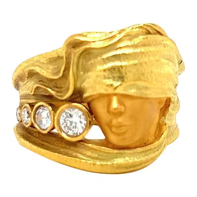 Pre-owned Carrera Y Carrera Carrera & Carrera 18 Kt Yellow Gold Mermaid Ring With 0.26 Cts Diamonds