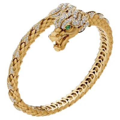 Pre-owned Carrera Y Carrera Contemporary New Shanghai Pavé Diamond Bracelet In 750 Gold With Green Diamonds