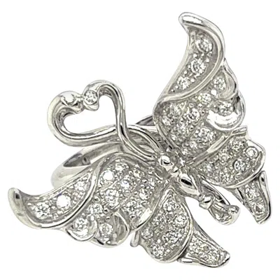 Pre-owned Carrera Y Carrera Diamond 18k White Gold Fancy Butterfly Ring - Size 6.5