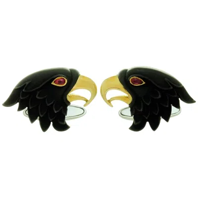 Pre-owned Carrera Y Carrera Eagle Ruby White Yellow Gold Cufflinks