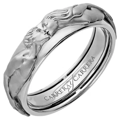 Pre-owned Carrera Y Carrera El Beso Wedding Ring In 18k White Gold