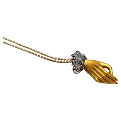 Pre-owned Carrera Y Carrera Hand Pendant Necklace 18k Yellow Gold And White Diamonds