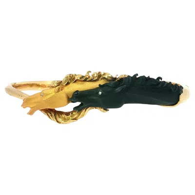 Pre-owned Carrera Y Carrera Horse Bangle Bracelet 18k Yellow Gold