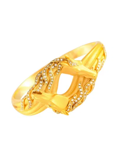 Pre-owned Carrera Y Carrera Horse Head 18k Yellow Gold Diamond Bangle Bracelet