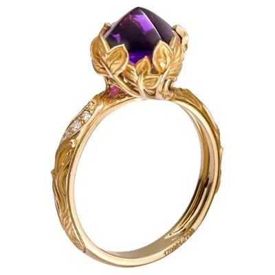 Pre-owned Carrera Y Carrera Lia Ring 2.77 Carats Sugarloaf Amethyst & Diamond In Purple
