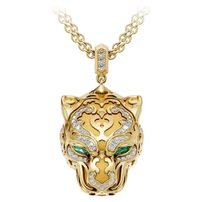 Pre-owned Carrera Y Carrera Luxury Filigree Necklace With Emeralds And Diamonds In 18k Yellow Gold