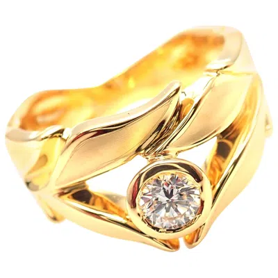 Pre-owned Carrera Y Carrera Mi Princes Greco Roman Diamond Crown Yellow Gold Band Ring
