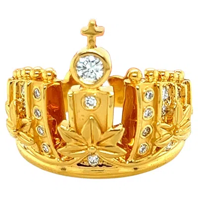 Pre-owned Carrera Y Carrera Mi Princesa Crown Diamond 18k Yellow Gold Ring Size 6