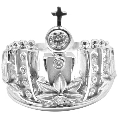 Pre-owned Carrera Y Carrera Mi Princess Crown Diamond White Gold Ring