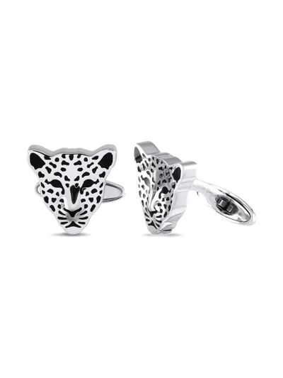 Pre-owned Carrera Y Carrera  18k White Gold Leopard Cufflinks In Silver