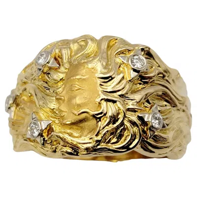 Pre-owned Carrera Y Carrera Venus Profile Wide Band Ring With Diamonds 18 Karat Gold In Multi