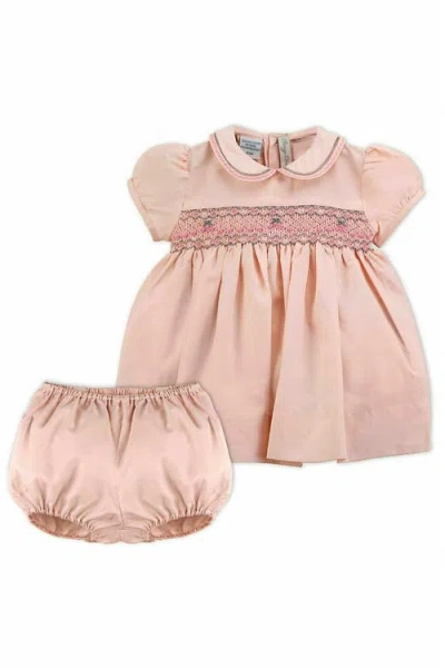 Carriage Boutique Babies'  Girl Elegant Taffeta Short Sleeve Dress In Pink