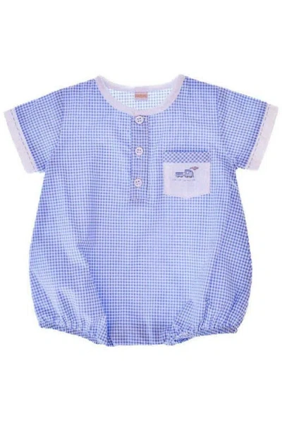 Carriage Boutique Babies'  Hand Embroidered Bubble Romper In Blue