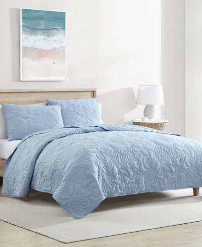 Carribbean Joe Shell Outline 2-piece Quilt Set, Twin In Blue