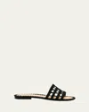 Carrie Forbes Alana Raffia Flat Slide Sandals In Black