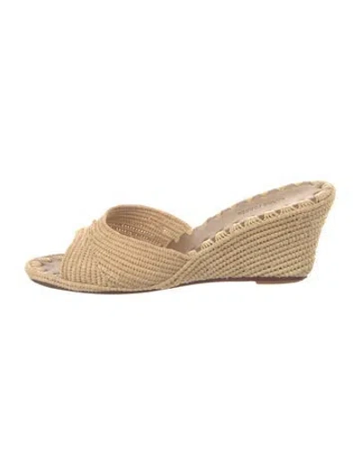 Pre-owned Carrie Forbes Jute Slides In Neutrals