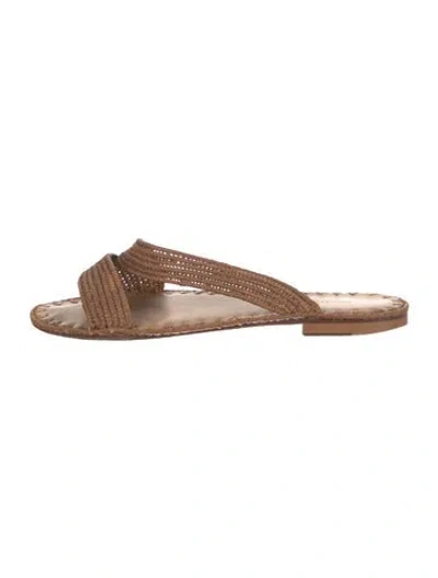 Pre-owned Carrie Forbes Leather Slides In Neutral