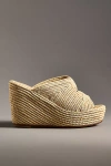 Carrie Forbes Lilou Raffia Wedge Heels In Beige