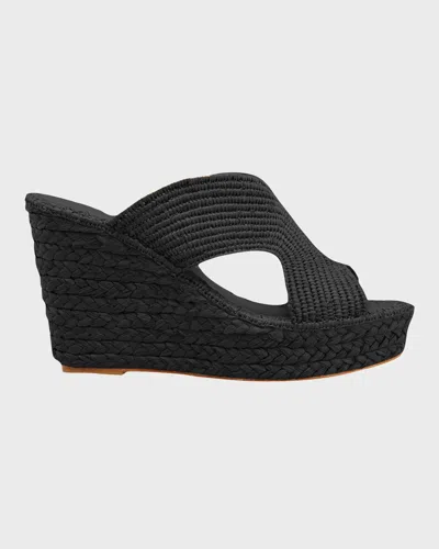 Carrie Forbes Lina Cutout Slide Wedge Sandals In Black