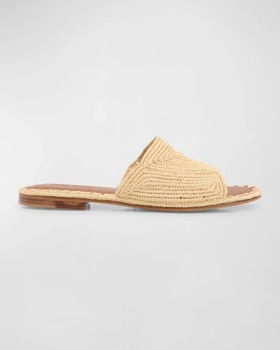 Carrie Forbes Linea Flat Raffia Sandals In Natural