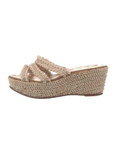 Pre-owned Carrie Forbes Raffia Braided Accents Espadrilles In Neutral