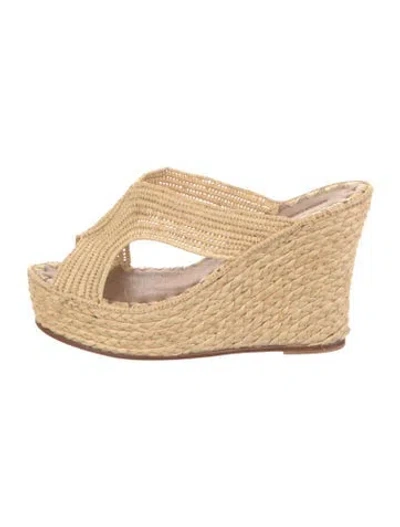 Pre-owned Carrie Forbes Raffia Braided Accents Espadrilles In Neutral