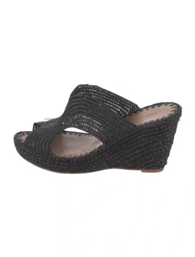 Pre-owned Carrie Forbes Raffia Espadrilles In Black