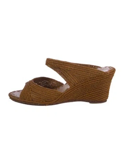 Pre-owned Carrie Forbes Raffia Espadrilles In Orange