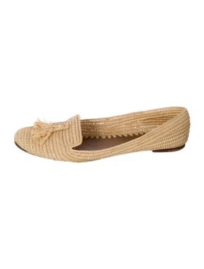 Pre-owned Carrie Forbes Raffia Flats In Neutral
