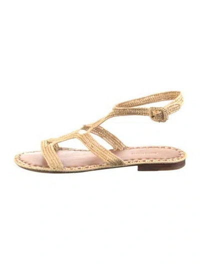 Pre-owned Carrie Forbes Raffia Gladiator Sandals In Neutral