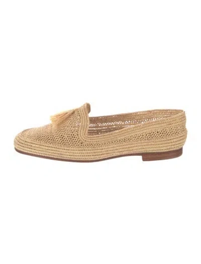 Pre-owned Carrie Forbes Raffia Loafers In Neutral