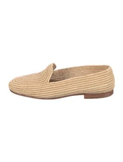 Pre-owned Carrie Forbes Raffia Loafers In Neutral