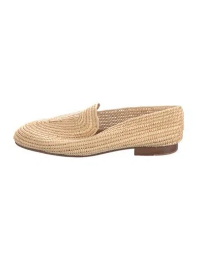 Pre-owned Carrie Forbes Raffia Loafers In Neutral