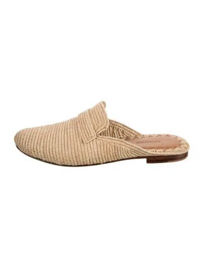 Pre-owned Carrie Forbes Raffia Mules In Neutrals