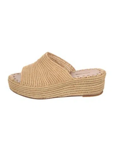 Pre-owned Carrie Forbes Raffia Patterned Espadrilles In Neutral