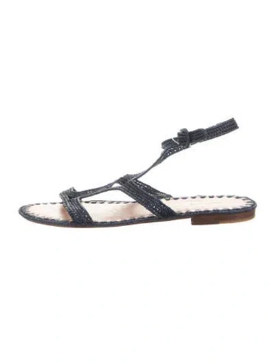 Pre-owned Carrie Forbes Raffia Sandals In Blue