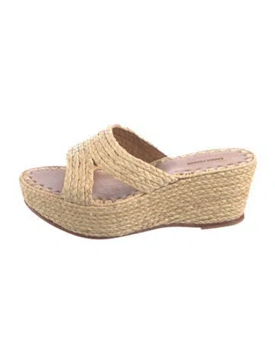 Pre-owned Carrie Forbes Raffia Sandals In Neutral