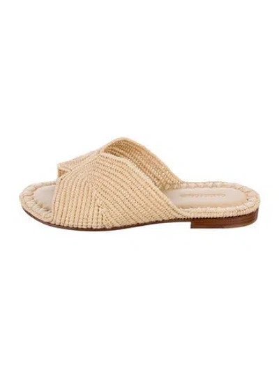 Pre-owned Carrie Forbes Raffia Sandals In Neutral
