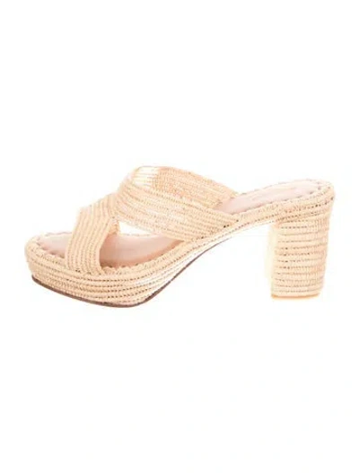 Pre-owned Carrie Forbes Raffia Sandals In Neutral