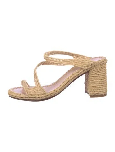 Pre-owned Carrie Forbes Raffia Sandals In Neutrals
