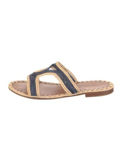 Pre-owned Carrie Forbes Raffia Sandals In Neutrals