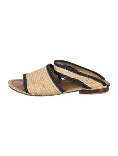 Pre-owned Carrie Forbes Raffia Sandals In Neutrals