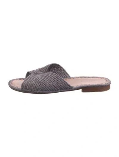 Pre-owned Carrie Forbes Raffia Slides In Brown