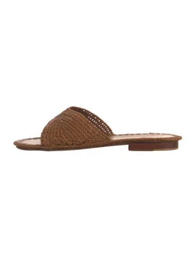 Pre-owned Carrie Forbes Raffia Slides In Neutral
