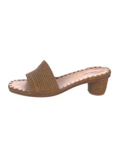 Pre-owned Carrie Forbes Raffia Slides In Neutrals