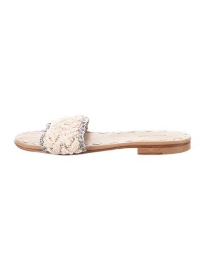 Pre-owned Carrie Forbes Raffia Slides In Neutrals