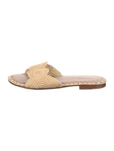 Pre-owned Carrie Forbes Raffia Slides In Neutrals