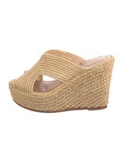 Pre-owned Carrie Forbes Raffia Slides In Neutrals