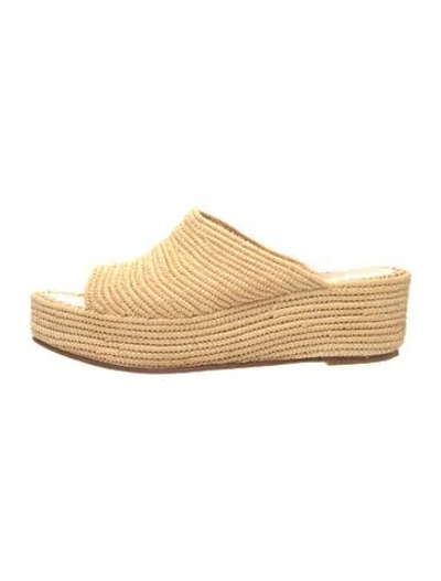 Pre-owned Carrie Forbes Raffia Slides In Neutrals